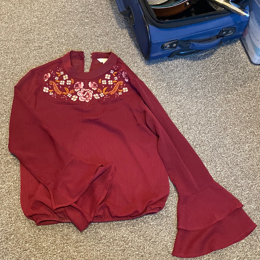 Flowery maroon blouse